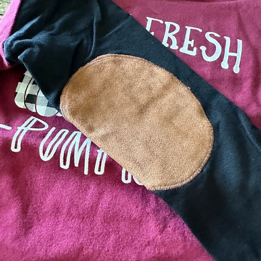 NWT Boys Farm Fresh Pumpkins Shirt w/Raglan Sleeves & Elbow Patch Size 0-3 month - Picture 5 of 6